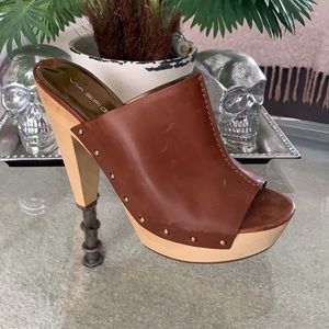 Via Spiga Open Toe Stufded Platform Clogs Mules